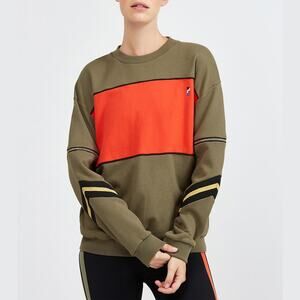 P.E Nation Khaki Orange Colorblock Zipper Sweatshirt Size S
